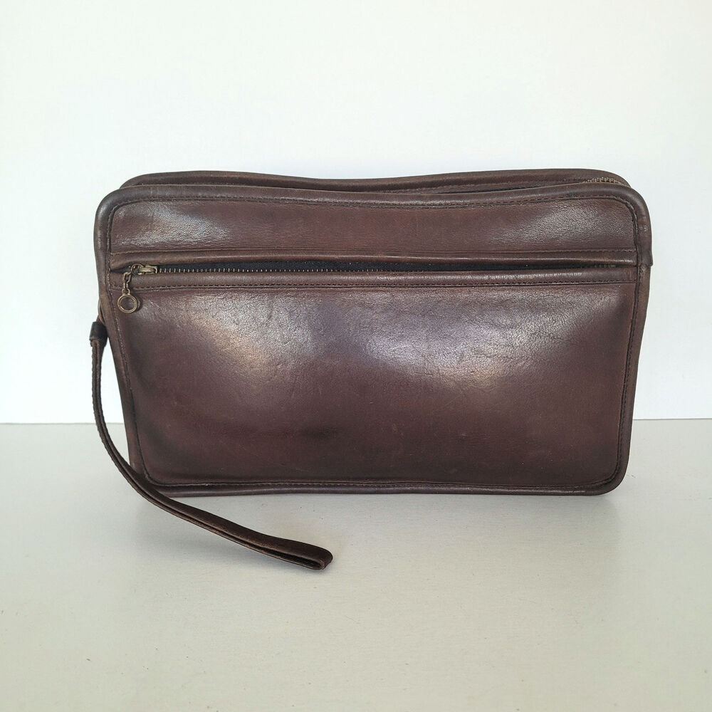 Rare Coach Vintage Brown Glove Leather Wristlet Clutch Zip Pouch 930 Made USA80s